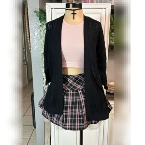 XSmall Old Navy Black Crocheted Cardigan Quarter Sleeves‎ Winter Fall